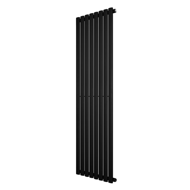 Radiador de coluna simples oval preto, 1600 mm x 480 mm, com acabamento liso e design moderno, ideal para aquecimento eficiente