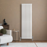 Radiador de coluna simples oval branco, 1600 mm x 480 mm, com acabamento liso e moderno, ideal para aquecer ambientes elegantes