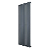 Radiador de coluna simples oval cinza antracite, com design vertical e listras retas, ideal para aquecimento eficiente e moderno