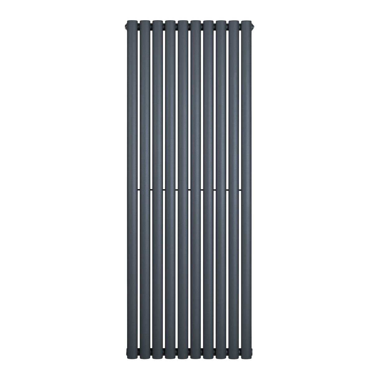 Radiador de coluna simples oval cinza antracite, com 1600 mm de altura e 600 mm de largura, apresentando linhas retas e acabamento liso
