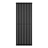 Radiador de coluna simples oval preto, com design vertical e acabamento liso, medindo 1600 mm x 600 mm, ideal para aquecimento eficiente