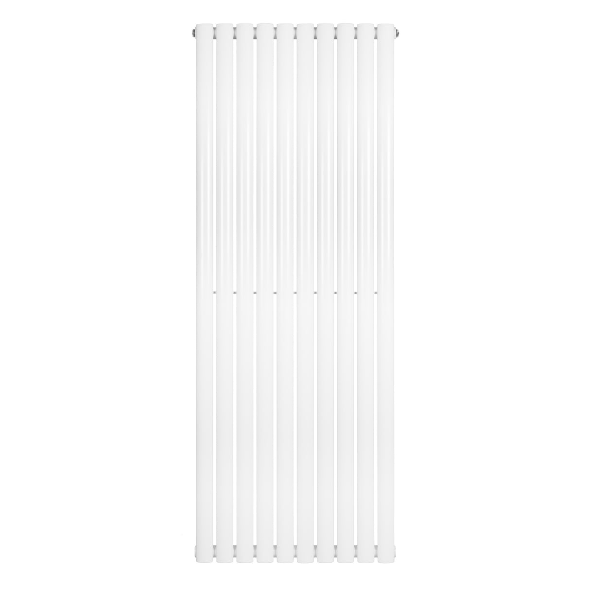 Radiador de coluna simples oval branco, com design elegante e listras verticais, ideal para aquecer ambientes de forma eficiente