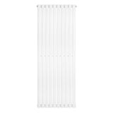Radiador de coluna simples oval branco, com design elegante e listras verticais, ideal para aquecer ambientes de forma eficiente