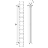 Radiador de coluna simples oval cinza antracite, medindo 1800 mm x 240 mm, com design elegante e linhas retas, ideal para aquecimento eficiente
