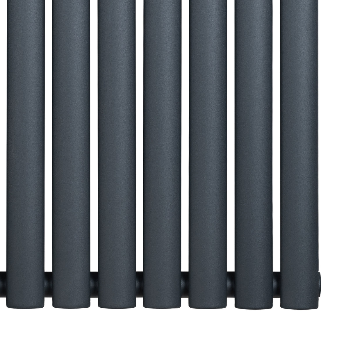 Radiador de coluna simples oval cinza antracite, com acabamento liso e formato tubular, medindo 1800 mm x 240 mm