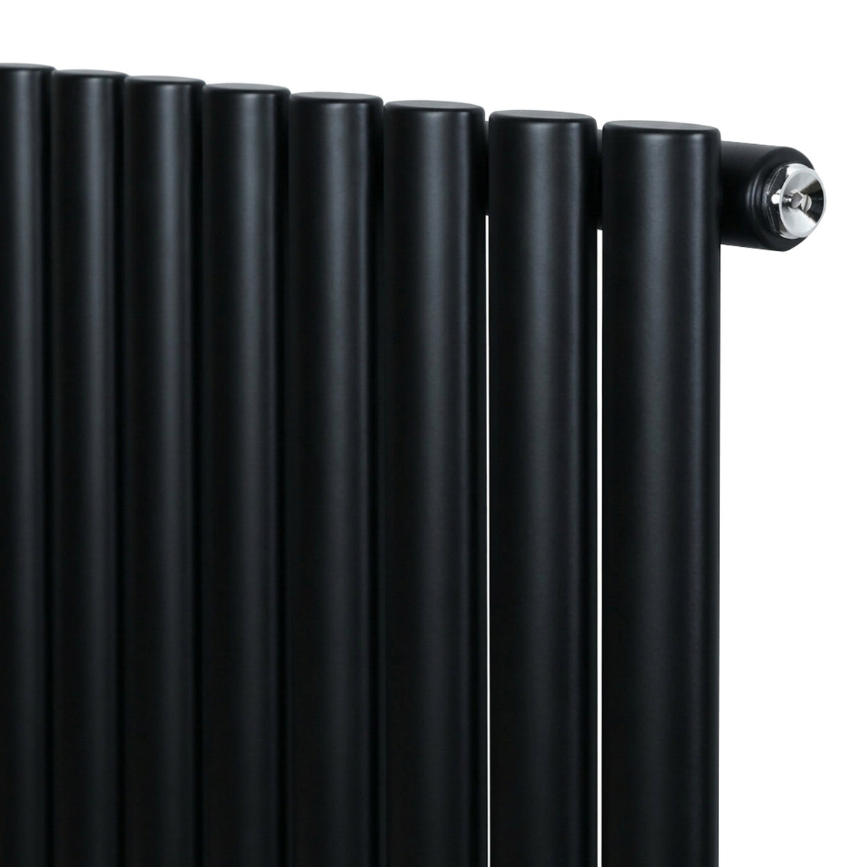 Radiador de coluna simples oval preto, com tubos verticais e acabamento liso, medindo 1800 mm x 240 mm, ideal para aquecimento eficiente