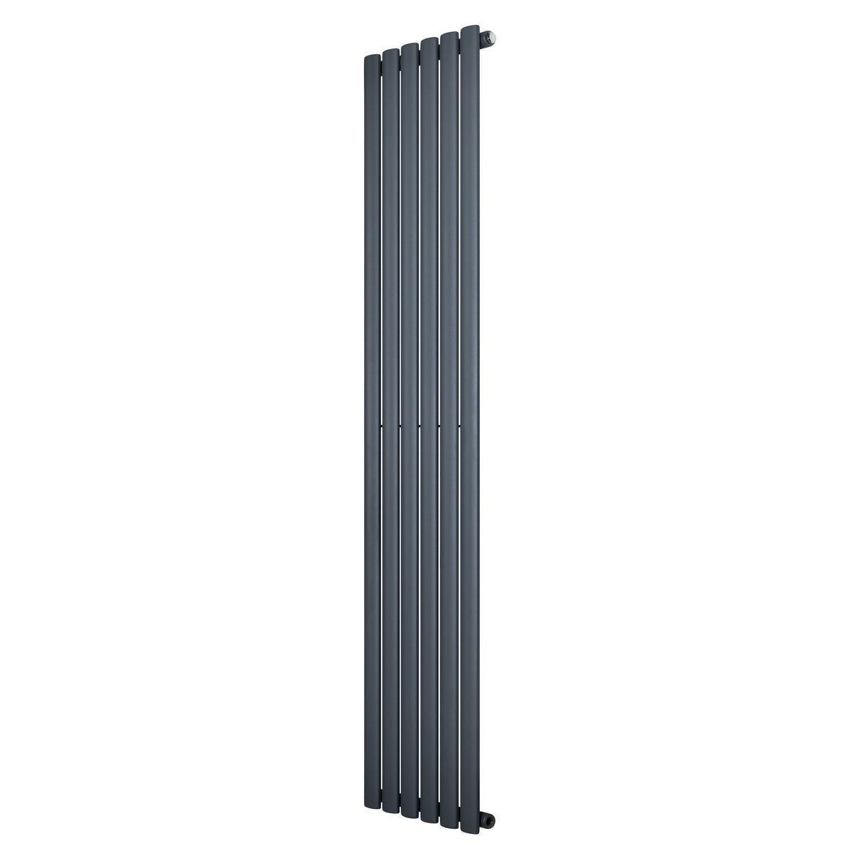 Radiador de coluna simples oval cinza antracite, com design elegante e moderno, medindo 1800 mm x 360 mm, ideal para aquecimento eficiente