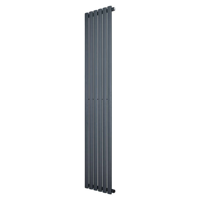 Radiador de coluna simples oval cinza antracite, com design elegante e moderno, medindo 1800 mm x 360 mm, ideal para aquecimento eficiente