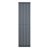 Radiador de coluna simples oval cinza antracite, com design elegante e moderno, medindo 1800 mm x 480 mm, ideal para aquecimento eficiente