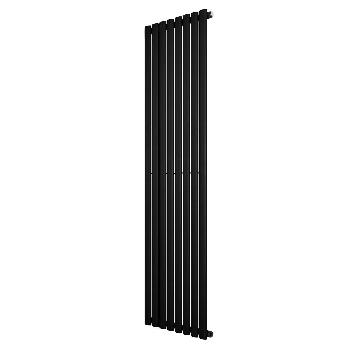 Radiador de coluna simples oval preto, medindo 1800 mm x 480 mm, com design elegante e superfície lisa, ideal para aquecimento eficiente