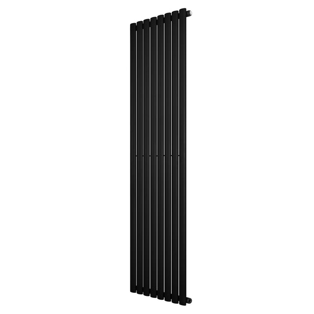 Radiador de coluna simples oval preto, medindo 1800 mm x 480 mm, com design elegante e superfície lisa, ideal para aquecimento eficiente