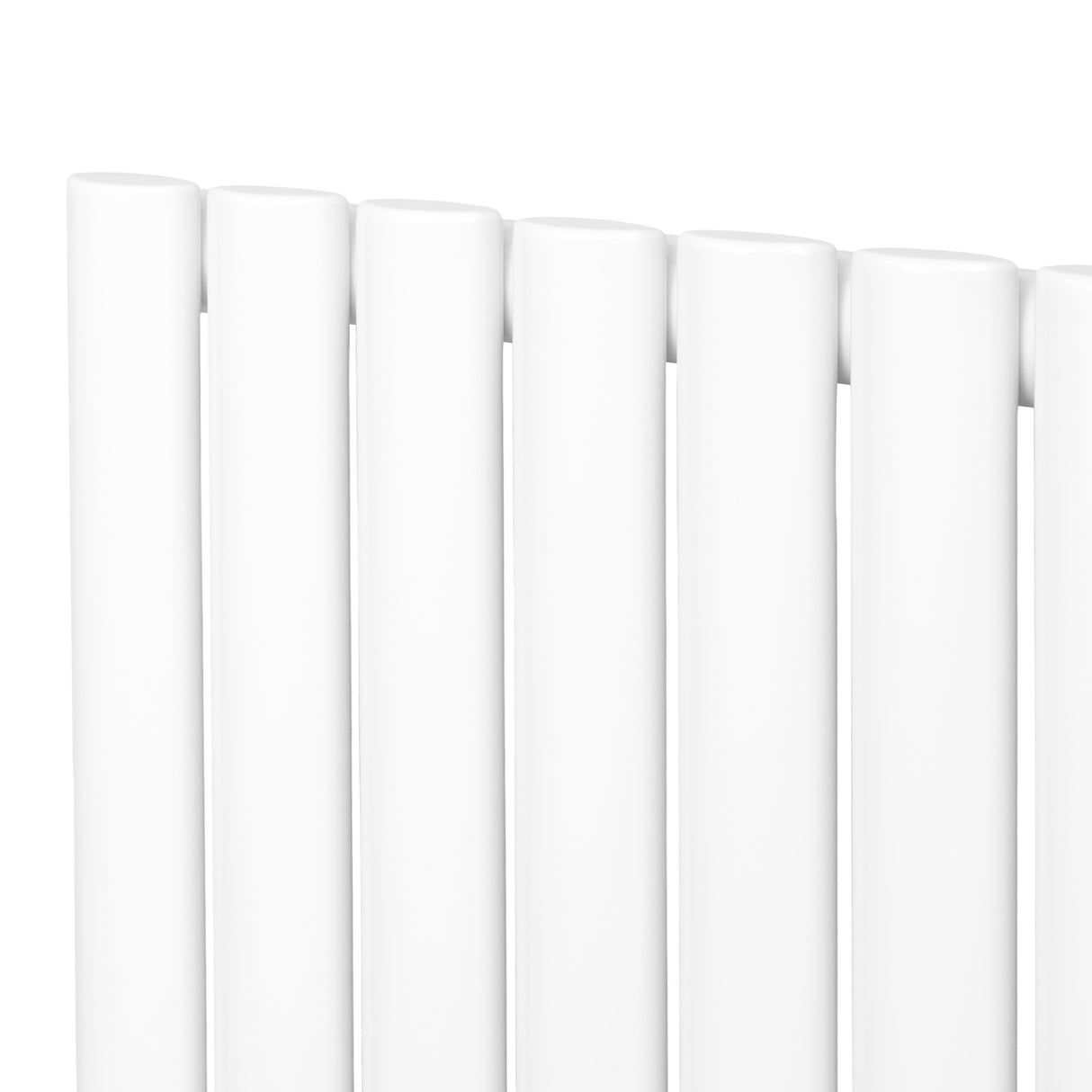Radiador de coluna simples oval branco, com design elegante e liso, medindo 1800 mm de altura por 480 mm de largura