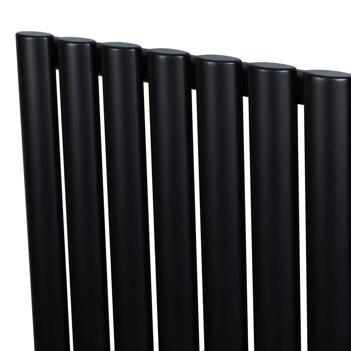 Radiador de coluna simples oval preto, com acabamento liso e formato cilíndrico, ideal para aquecimento de ambientes