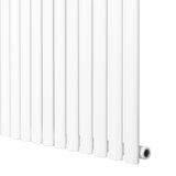 Radiador de coluna simples oval, 1800 mm x 600 mm, acabamento branco, com tubos verticais lisos e design moderno e elegante