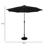 Guarda-Sol Inclinável LED 2,7 m com Base – Preto
