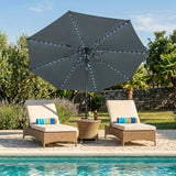 Guarda-Sol Inclinável LED 2,7 m com Base – Cinzento