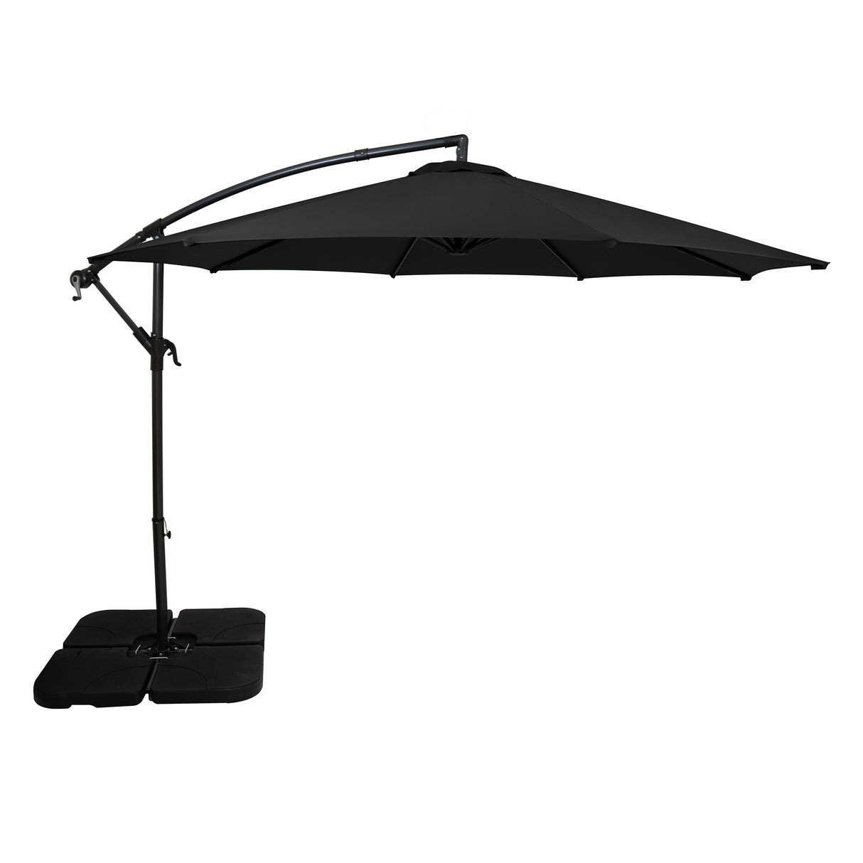 Guarda-Sol Suspenso 3 m com Base Quadrada – Preto