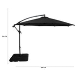 Guarda-Sol Suspenso 3 m com Base Quadrada – Preto