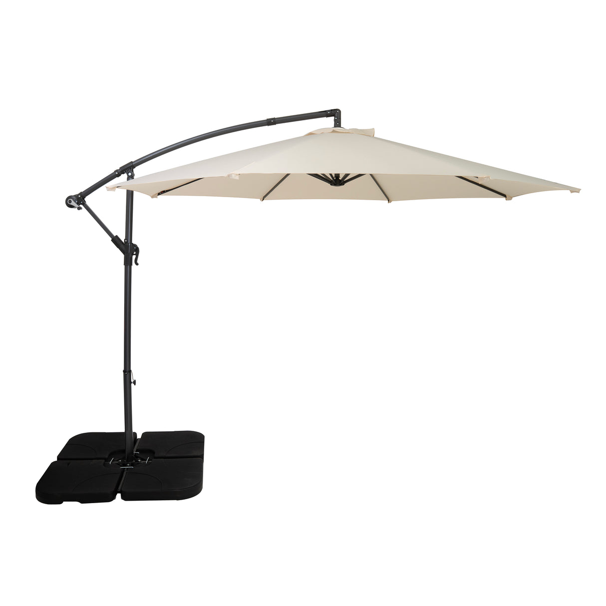 Guarda-Sol Suspenso 3 m com Base Quadrada – Creme
