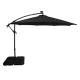Guarda-Sol Suspenso LED 3 m com Base Quadrada – Preto