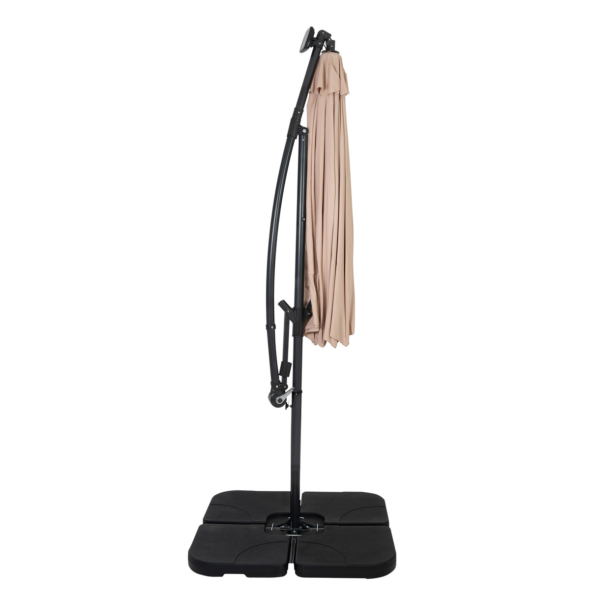 Guarda-Sol Suspenso LED 3 m com Base Quadrada – Bege