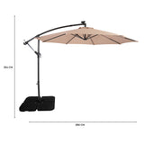 Guarda-Sol Suspenso LED 3 m com Base Quadrada – Bege