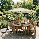Guarda-Sol Suspenso LED 3 m com Base Quadrada – Creme