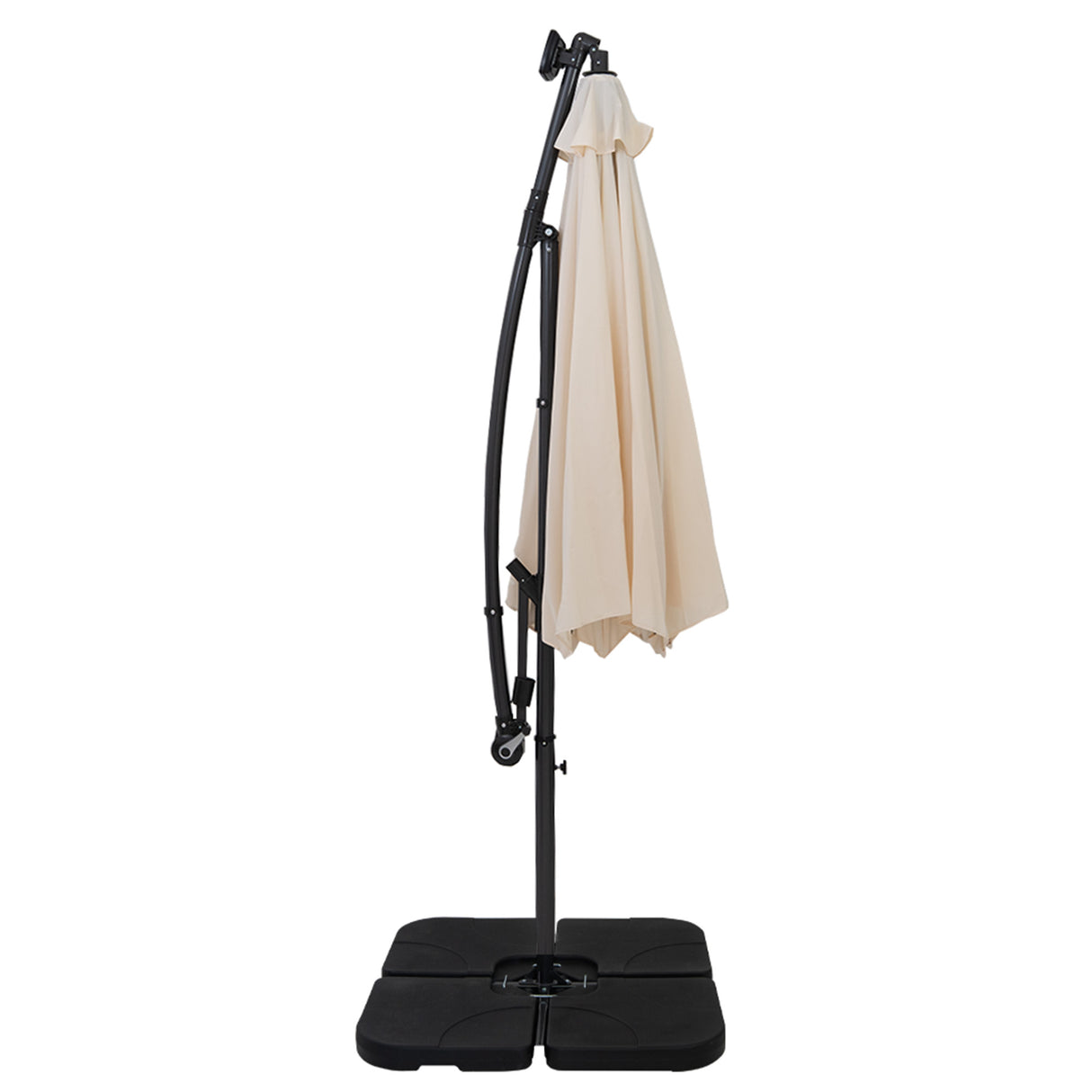 Guarda-Sol Suspenso LED 3 m com Base Quadrada – Creme