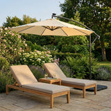 Guarda-Sol Suspenso LED 3 m com Base Quadrada – Creme