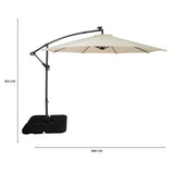 Guarda-Sol Suspenso LED 3 m com Base Quadrada – Creme