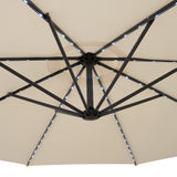 Guarda-Sol Suspenso LED 3 m com Base Quadrada – Creme