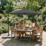 Guarda-Sol Suspenso LED 3 m com Base Quadrada – Cinzento