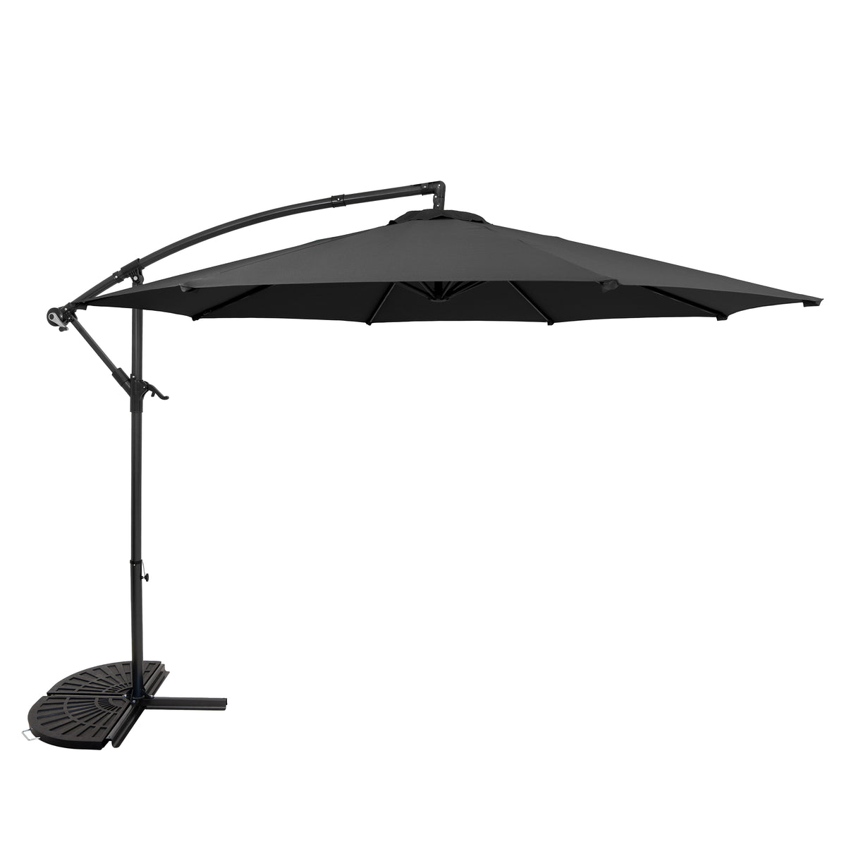 Guarda-Sol Suspenso 3 m com Base Tipo Leque – Cinzento