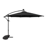 Guarda-Sol Suspenso LED 3 m com Base Tipo Leque – Preto