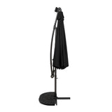 Guarda-Sol Suspenso LED 3 m com Base Tipo Leque – Preto