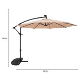 Guarda-Sol Suspenso LED 3 m com Base Tipo Leque – Bege