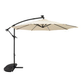 Guarda-Sol Suspenso LED 3 m com Base Tipo Leque – Creme