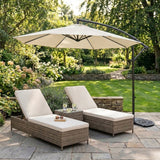 Guarda-Sol Suspenso LED 3 m com Base Tipo Leque – Creme