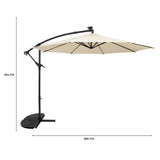 Guarda-Sol Suspenso LED 3 m com Base Tipo Leque – Creme