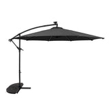 Guarda-Sol Suspenso LED 3 m com Base Tipo Leque – Cinzento