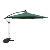 Guarda-Sol Suspenso LED 3 m com Base Tipo Leque – Verde