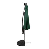 Guarda-Sol Suspenso LED 3 m com Base Tipo Leque – Verde