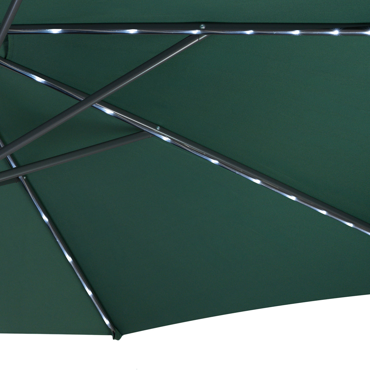 Guarda-Sol Suspenso LED 3 m com Base Tipo Leque – Verde
