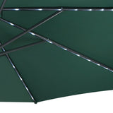 Guarda-Sol Suspenso LED 3 m com Base Tipo Leque – Verde