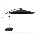 Guarda-Sol Suspenso 3 m com Base Tipo Leque Completa – Preto