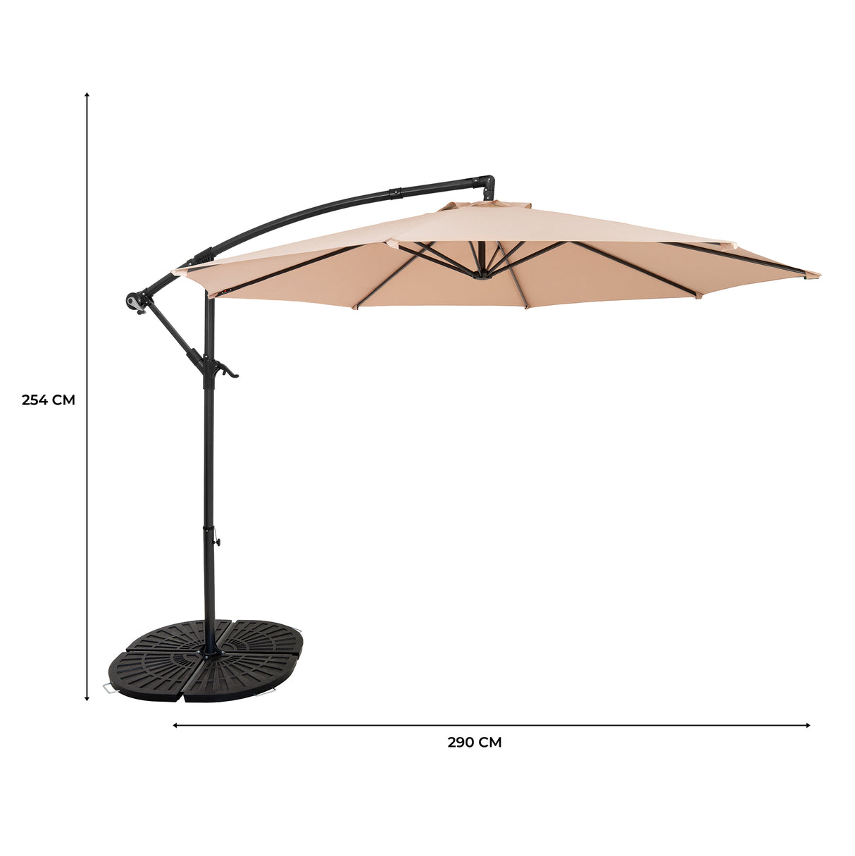 Guarda-Sol Suspenso 3 m com Base Tipo Leque Completa – Bege