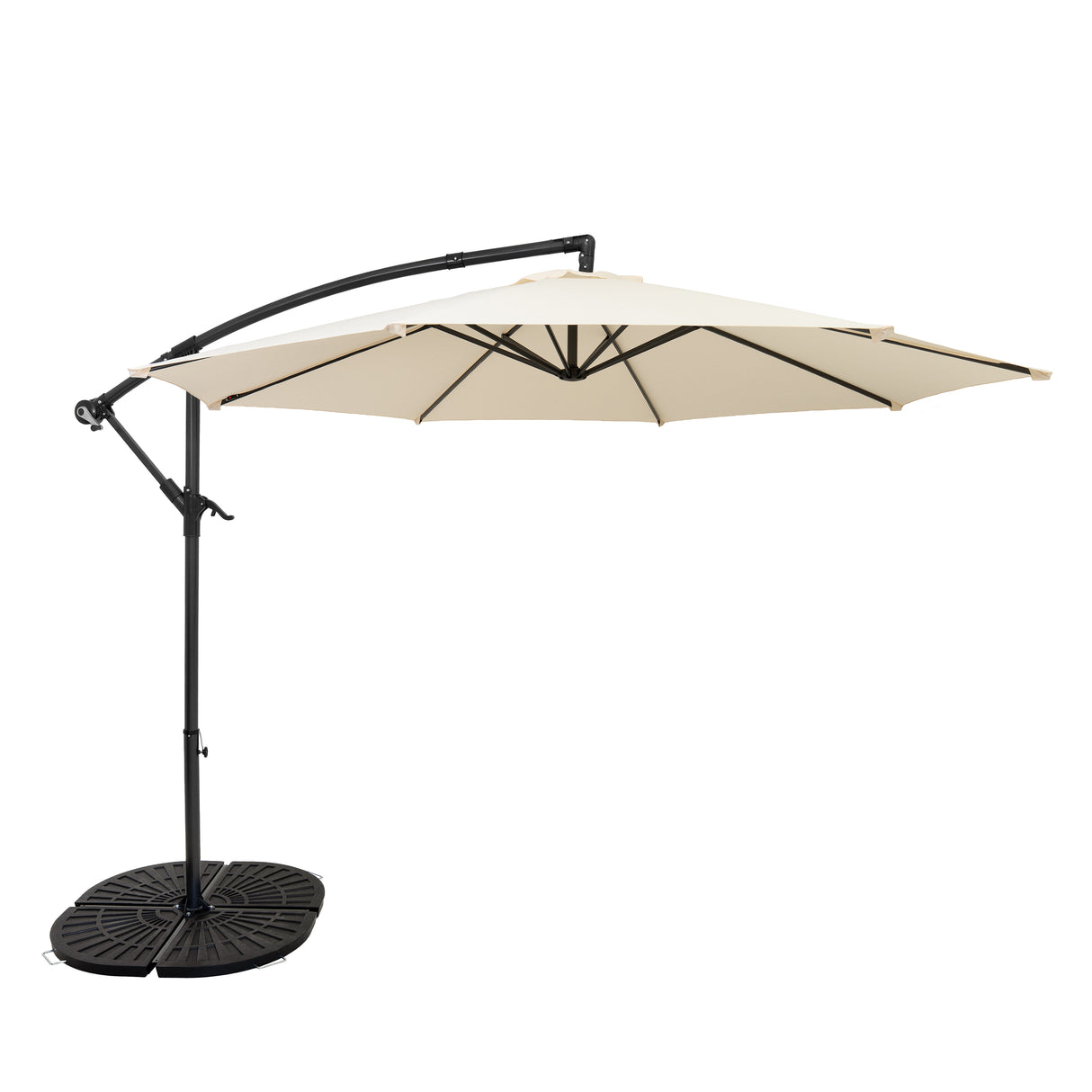 Guarda-Sol Suspenso 3 m com Base Tipo Leque Completa – Creme