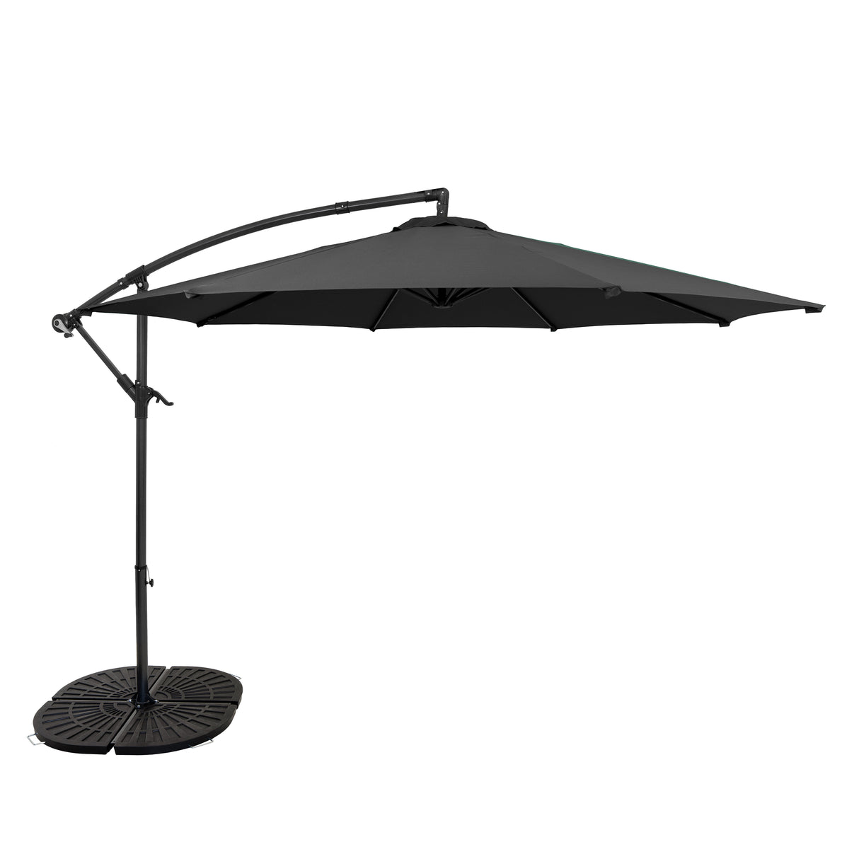 Guarda-Sol Suspenso 3 m com Base Tipo Leque Completa – Cinzento
