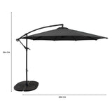 Guarda-Sol Suspenso 3 m com Base Tipo Leque Completa – Cinzento
