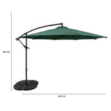 Guarda-Sol Suspenso 3 m com Base Tipo Leque Completa – Verde